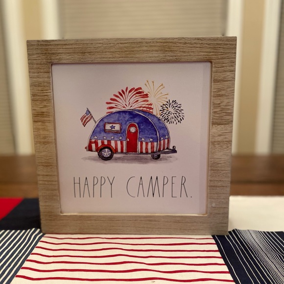 Rae Dunn Happy Camper Patriotic Sign & Patriotic Boom Y’all Kitchen Towels Set - Picture 4 of 15